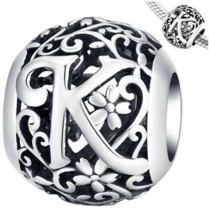 CHARMS litera K srebro 925 koralik S925 zawieszka