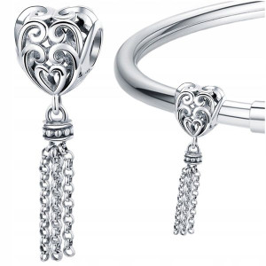 CHARMS SERCE AŻUR srebro 925 zawieszka koralik