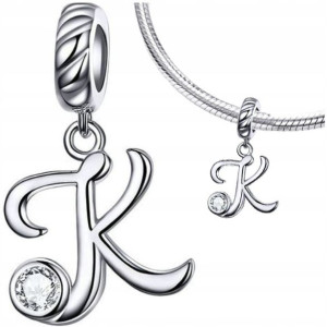 CHARMS LITERA K srebro 925 zawieszka koralik S925