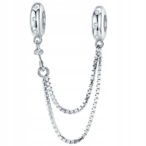 Charms Łańcuszek Zabezpieczenie srebro 925 koralik