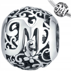 CHARMS litera M srebro 925 koralik S925 zawieszka