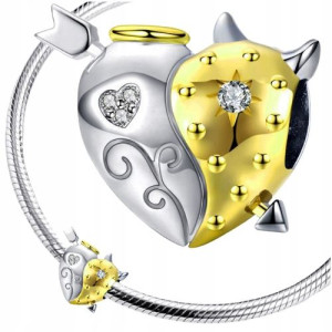 CHARMS SERCE NIEBO PIEKŁO srebro 925 koralik S925