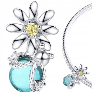 CHARMS STOKROTKA srebro 925 koralik zawieszka S925