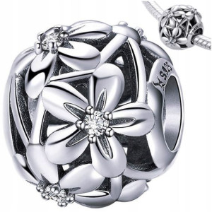 CHARMS srebro 925 srebrne KWIATY koralik zawieszka