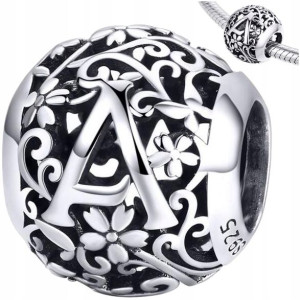 CHARMS srebro 925 litera A zawieszka koralik pr925