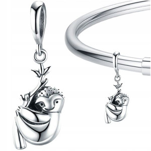 CHARMS srebro 925 LENIWIEC zawieszka koralik beads