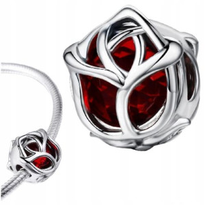 CHARMS srebro 925 RÓŻA zawieszka koralik beads