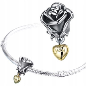 CHARMS srebro 925 RÓŻA zawieszka koralik