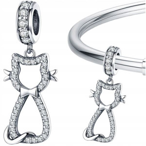 CHARMS KOT KOTEK do zawieszka srebro 925 koralik