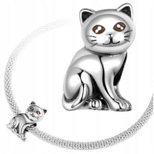 CHARMS srebro 925 SREBRNY KOT zawieszka koralik