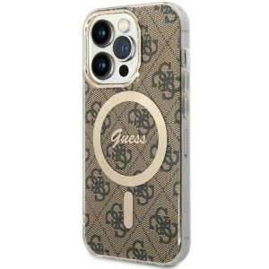 Etui Guess GUHMP14LH4STW Apple iPhone 14 Pro brązowy/brown hardcase 4G MagS