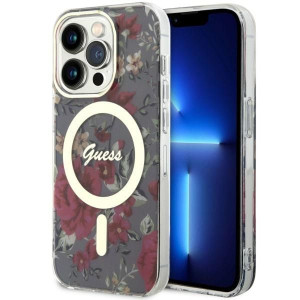 Etui Guess GUHMP14LHCFWSA Apple iPhone 14 Pro zielony/khaki hardcase Flower