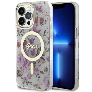 Etui Guess GUHMP14LHCFWST Apple iPhone 14 Pro transparent hardcase Flower M