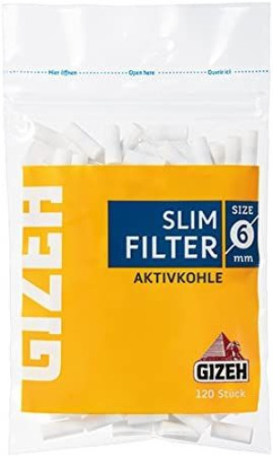 Filtry Do Papierosów Zwijanych Gizeh Slim Węgiel Aktywny 6mm 120szt.