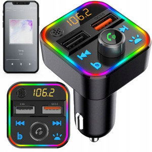 Bt22 Transmiter Bluetooth Fm Mp3 2xusb Ładowarka Qc3.0
