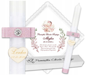Szatka świeca do chrztu Ametyst glamour chrzest ML