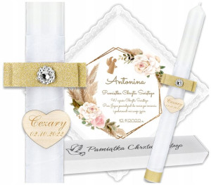 Szatka świeca do chrztu Ametyst glamour chrzest ML