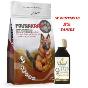 Faunakram  Adult Grain Free Chicken and fish 12 kg + Olej z łososia o zwięk