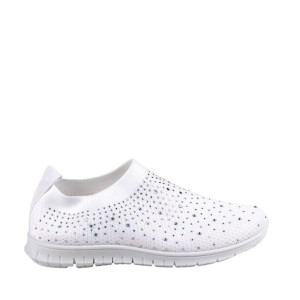 Damskie Buty Sportowe Wsuwane Z Siatki Z Cyrkoniami Ibuty 222 Białe