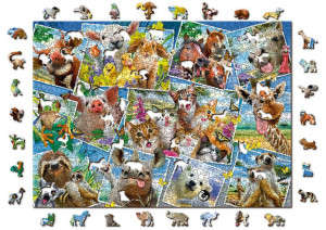 Drewniane Puzzle z figurkami - Pocztówki ze zwierz