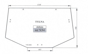 Szyba tylna gięta zielona John Deere