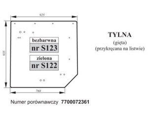 Szyba Tylna Renault Claas Ares 7700072361
