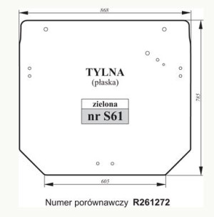 Szyba tylna zielona John Deere R261272