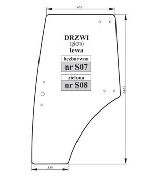 Szyba lewa drzwi Zetor Proxima Forterra BEZBARWNA
