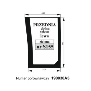 Szyba przednia Case gięta zielona lewa