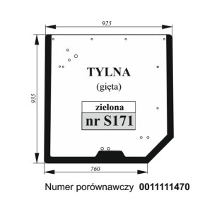 Szyba tylna Claas gięta zielona