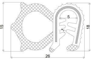 Uszczelka gumowa zbrojona krawędziowa (odcinek 25m) 5mm