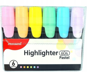 Zakreślacz MONAMI PASTEL Highlighter 604 6 kolorów