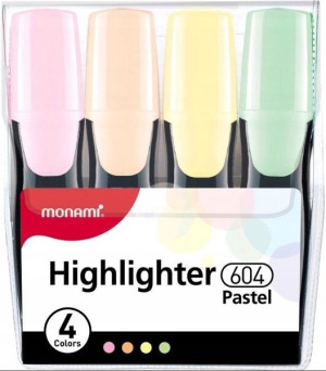 Zakreślacz MONAMI PASTEL Highlighter 604 4 kolory