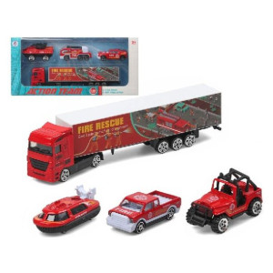 Ciężarówka Do przewozu Samochodów Action Team (28 x 13 cm)
