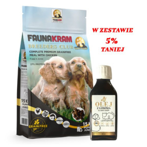 Faunakram Breedclub Puppy Chicken  15kg + Olej z łososia o zwiększonej zawa