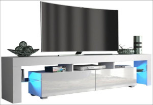 Stolik Szafka Tv Rtv Komoda 200cm Biały/biały Połysk E036