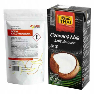 Soda Kalcynowana 1kg + Mleko Kokosowe UHT 85% 1L