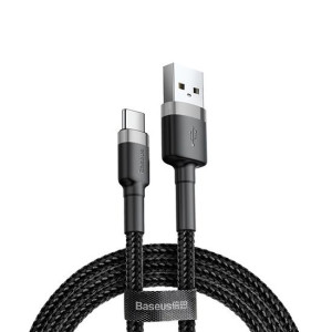Baseus Kabel Cafule - USB na Typ C - 2A 3 metry (CATKLF-UG1) czarno-szary