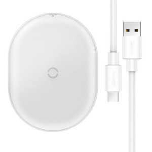Baseus Ładowarka Indukcyjna COBBLE + kabel Typ C (WXYS-02) Biała