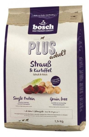 Bosch Plus Adult Struś & Ziemniak, 2,5kg - karma dla dorosłych, wrażliwych
