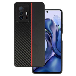 Tel Protect CARBON Case do Xiaomi 11T/11T Pro Czarny z czerwonym paskiem