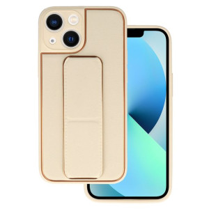 TEL PROTECT Leather Luxury Stand Case do Iphone 13 Mini Złoty