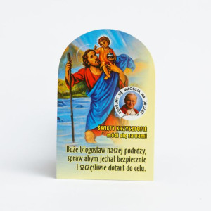 Święty Krzysztof - plakietka półokrągla samoprzylepna