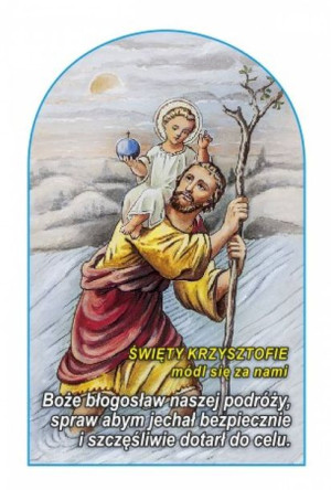 Święty Krzysztof - plakietka półokrągla samoprzylepna