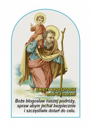 Święty Krzysztof - plakietka półokrągla samoprzylepna