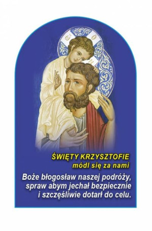 Święty Krzysztof - plakietka półokrągla samoprzylepna