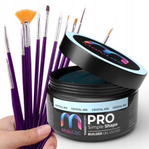 Zestaw żel gel MaluLac 45g + pędzelki do paznokci