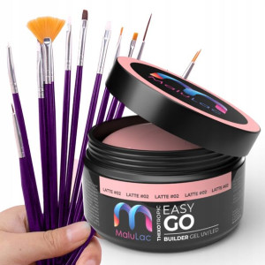 Zestaw żel gel MaluLac 45g + pędzelki do paznokci