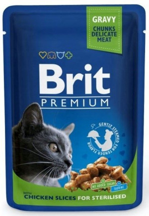 Brit Cat Pouches Chicken SLICES FOR Sterilised 100