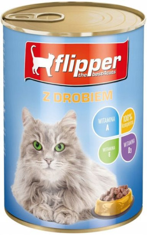 Dolina Noteci Flipper z drobiem dla kota 415g